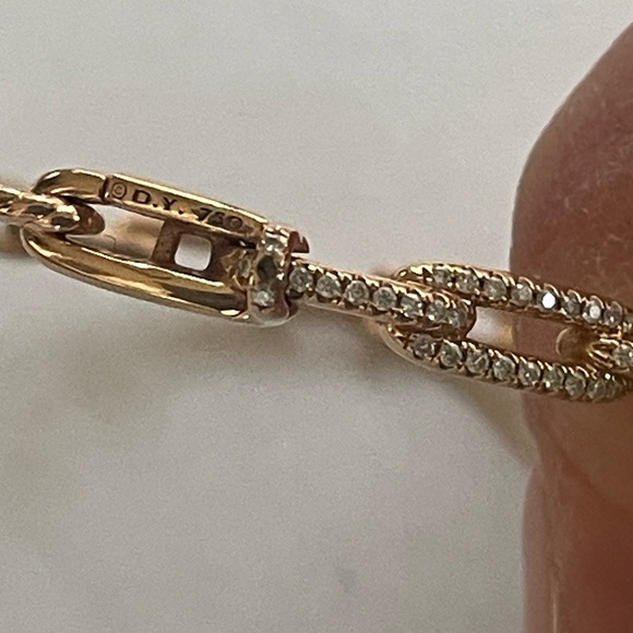 David Yurman 18k 4mm Rose Gold & Diamond Stax Collection bracelet - Picture 5 of 10